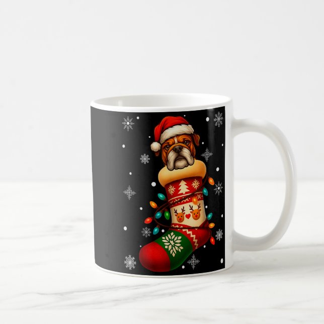 Caneca De Café Santa Hat Bulldog Dog In Christmas Socks Men Women (Direita)