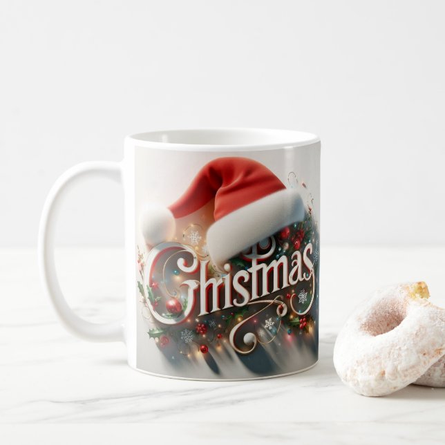 Caneca De Café Santa Hat Ceramic Mug – Perfect Christmas Gift (Com Donut)