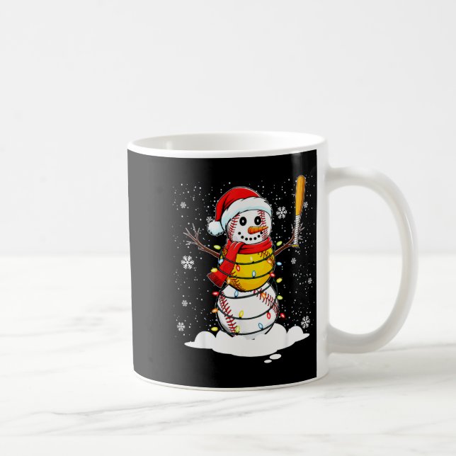 Caneca De Café Santa Hat Snowman Xmas Funny Baseball Softball Chr (Direita)
