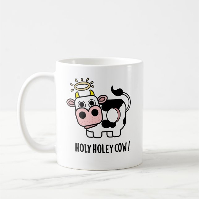 Caneca De Café Santa Holey Cow Funny Animal Pun (Esquerda)