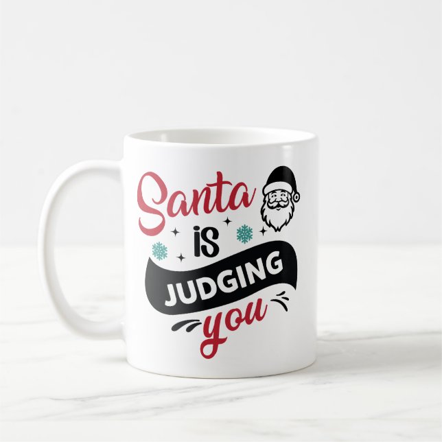 Caneca De Café Santa Is Judging You Funny Quote (Esquerda)