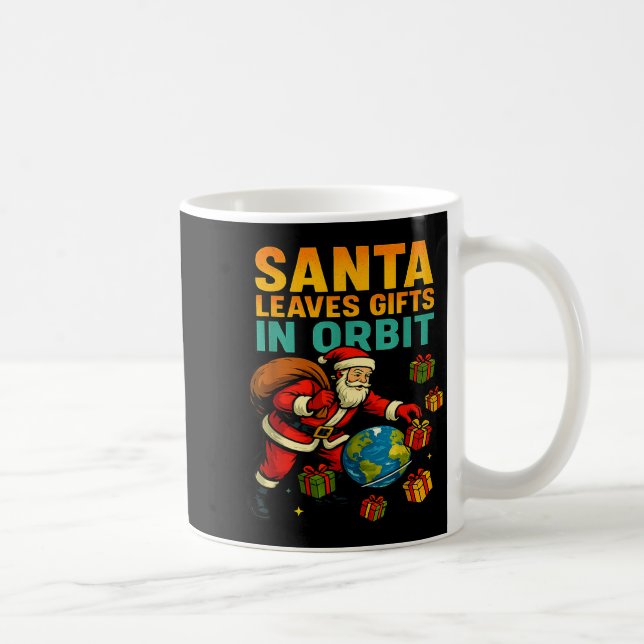 Caneca De Café Santa Leaves In Orbit Funny Xmas Space  (Direita)