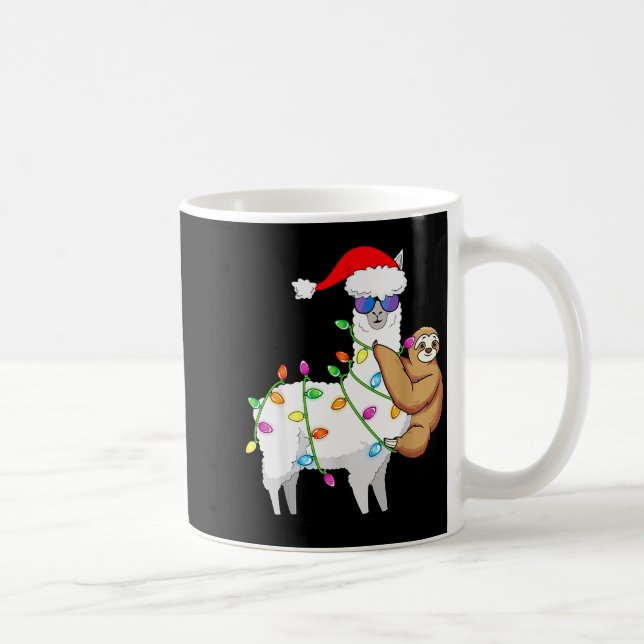 Caneca De Café Santa Llama Xmas Funny Llama Sloth Christmas  (Direita)