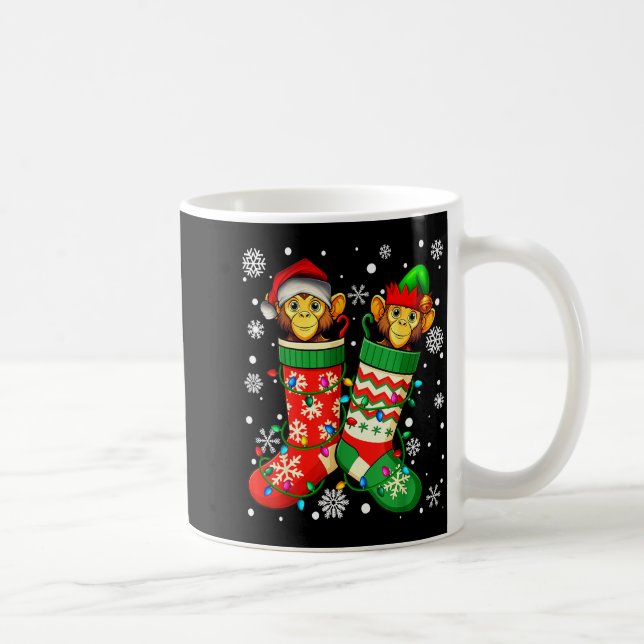 Caneca De Café Santa Monkey Animal In Christmas Socks Men Women  (Direita)