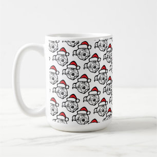 Caneca De Café Santa Paws: AmStaff Cachorro com Chapéu Festivo