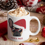 Caneca De Café Santa Paws Christmas Black Tan French Bulldog<br><div class="desc">Sip your favourite hot drink from this festive frenchie mug or send as the perfect Christmas gift to someone you know who simply loves french bulldogs. The design is double-sided and features a black and tan french bulldog wearing a red Santa hat and of course, not forgetting the stylish sunglasses...</div>