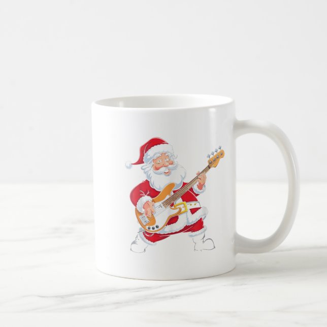 Caneca De Café Santa Playing A B Guitar Xmas Christmas  (Direita)