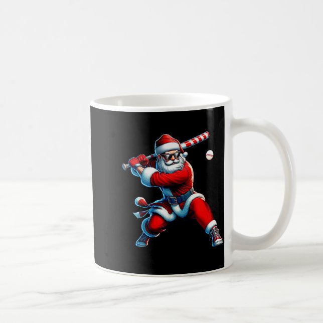 Caneca De Café Santa Playing Baseball Men Boys Christmas Baseball (Direita)