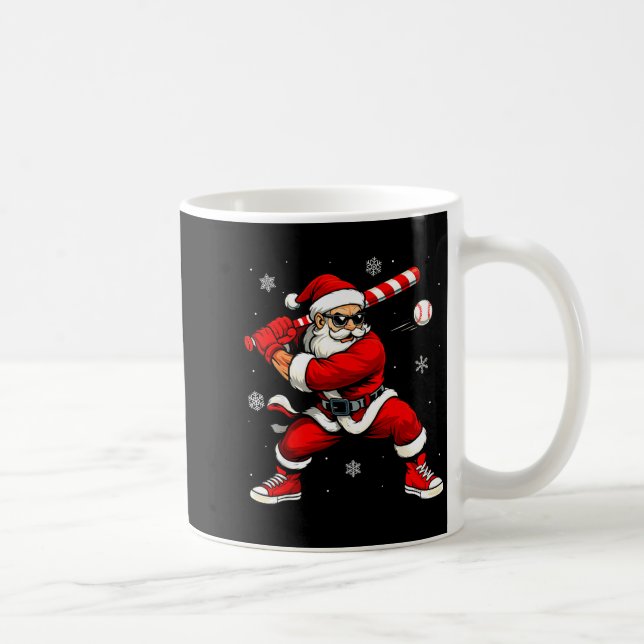 Caneca De Café Santa Playing Baseball Xmas Funny Christmas Baseba (Direita)