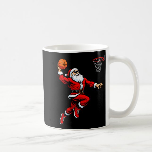 Caneca De Café Santa Playing Basketball Xmas Funny Christmas Bask (Direita)