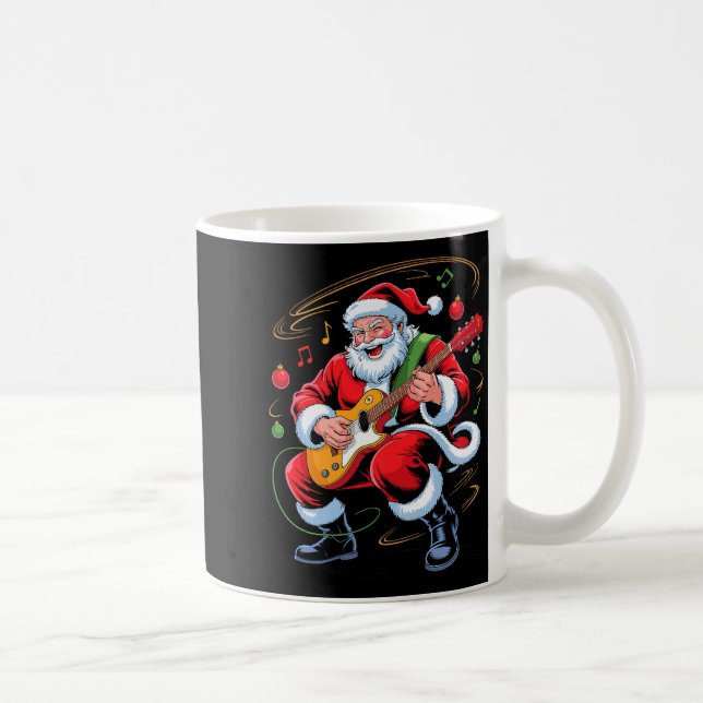 Caneca De Café Santa Playing Guitar Funny Holiday Christmas Xmas  (Direita)