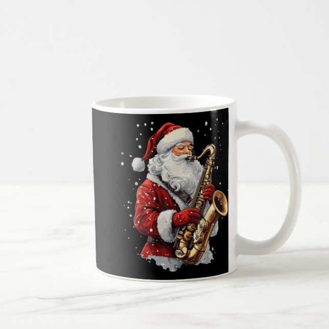 Caneca De Café Santa Playing Saxophone Xmas Musician Saxophonist  (Direita)