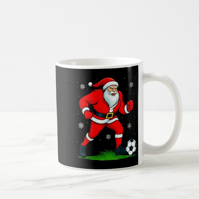 Caneca De Café Santa Playing Soccer Xmas Funny Christmas Soccer S (Direita)