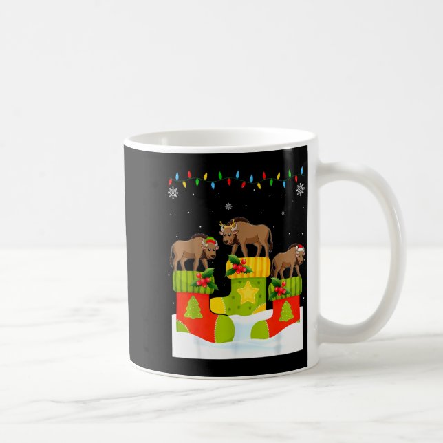 Caneca De Café Santa Reindeer Elf Wildebeest In Christmas Socks U (Direita)