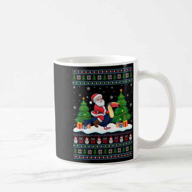 Caneca De Café Santa Riding Toucans Tree Lights Ugly Christmas Sw (Direita)