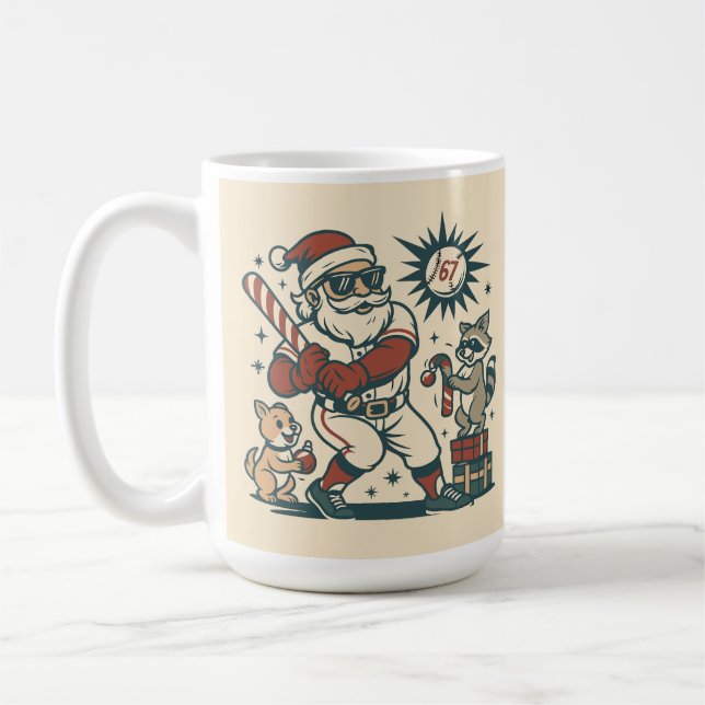 Caneca De Café Santa’s 67 Christmas Baseball Meme (Esquerda)