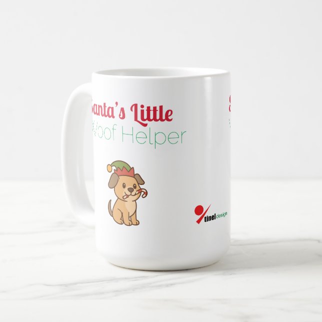 Caneca De Café Santa’s Little Woof Helper – Cute Dog Christmas (Frente Esquerda)