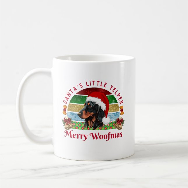 Caneca De Café Santa’s Little Yelper, Funny Dachshund Christmas (Esquerda)