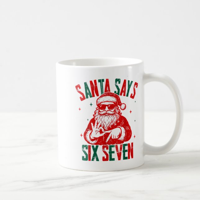 Caneca De Café Santa Says Six Seven Viral Funny Santa Saying 6 7  (Direita)