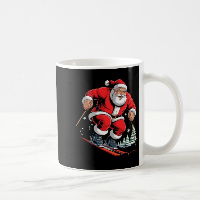 Caneca De Café Santa Skiing Lover Funny Holiday Christmas Xmas Pa (Direita)