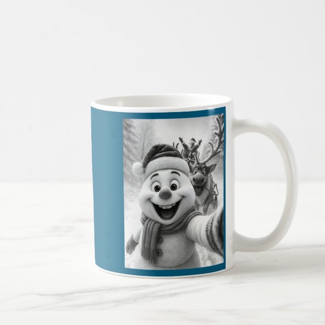 Caneca De Café Santa Snowman Reindeer Taking A Selfie Photo Chris (Direita)