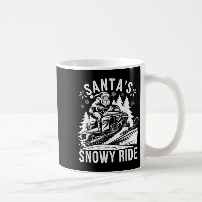 Caneca De Café Santa Snowmobile Riding Snowmobiling Christmas  (Direita)