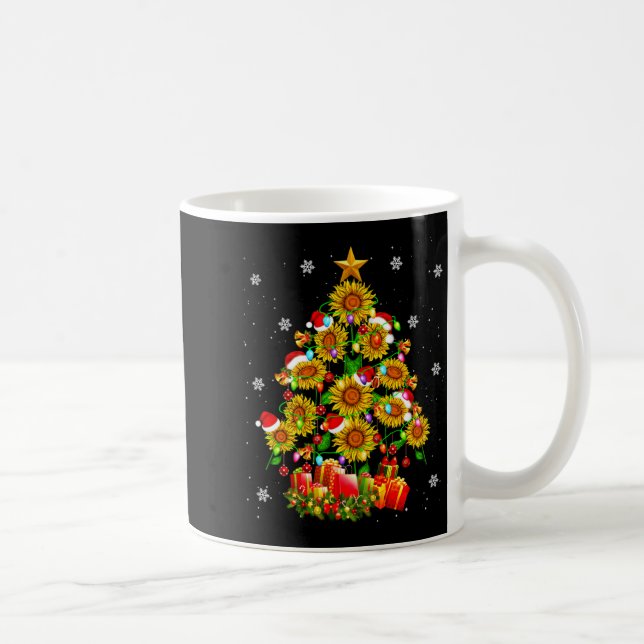 Caneca De Café Santa Sunflower Christmas Tree Xmas Lights Santa S (Direita)