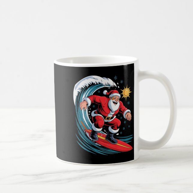 Caneca De Café Santa Surfing Funny Surfer Holiday Christmas Xmas  (Direita)