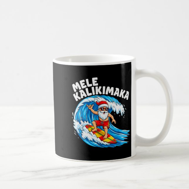 Caneca De Café Santa Surfing Mele Kalikimaka Hawaiian Christmas  (Direita)