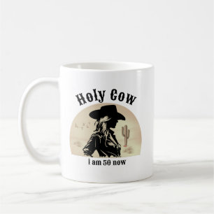 Caneca De Café Santa Vaca Engraçada Vintage Cowgirl 50º aniversár