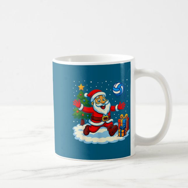 Caneca De Café Santa Volleyball Playing Srt Christmas Tree Xmas P (Direita)
