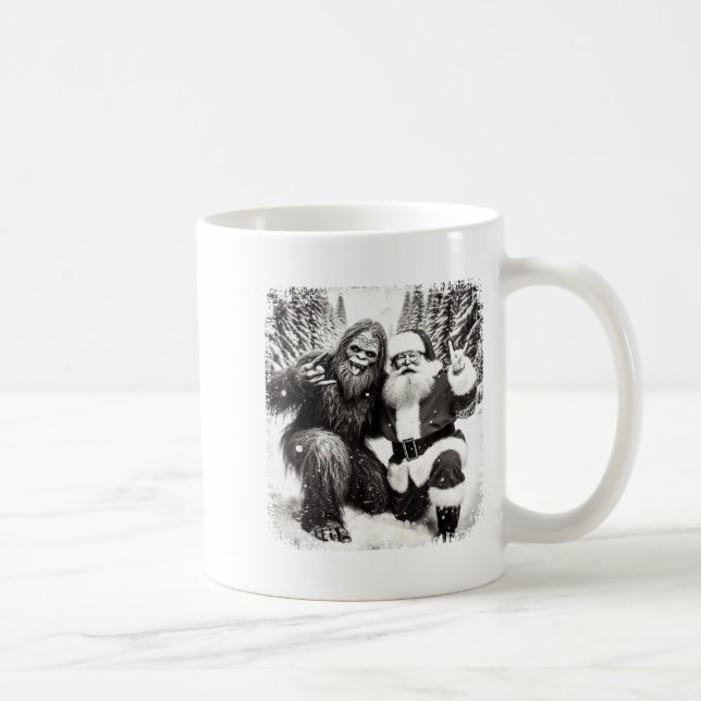 Caneca De Café Santa With Bigfoot Christmas Lights Funny Sasquatc (Direita)
