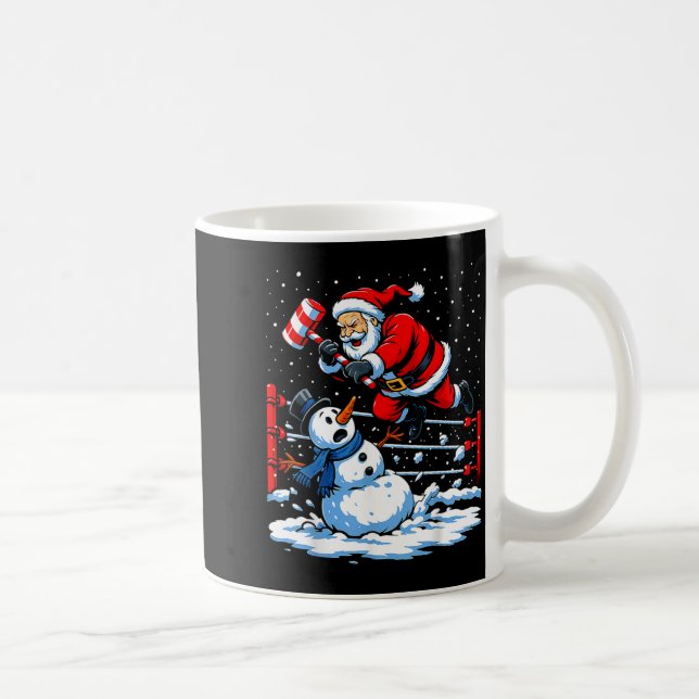 Caneca De Café Santa Xmas Snow Lights Wrestling Funny Wrestling C (Direita)