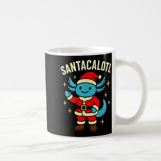 Caneca De Café Santacalotl Santa Claus Cute Blue Axolotl New Year (Direita)