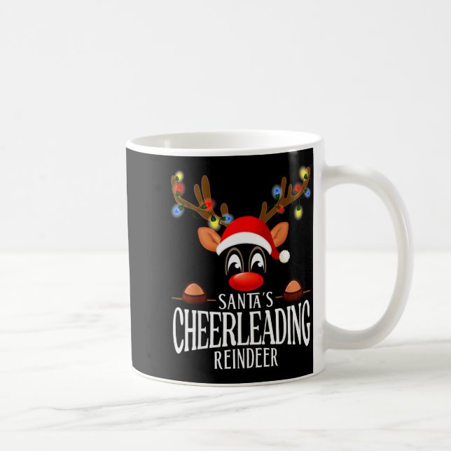Caneca De Café Santa's Cheerleading Reindeer Funny Xmas Matching  (Direita)