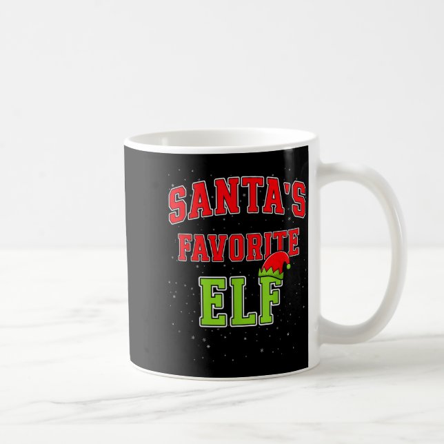 Caneca De Café Santa's Favorite Elf Christmas Family Matching Gro (Direita)