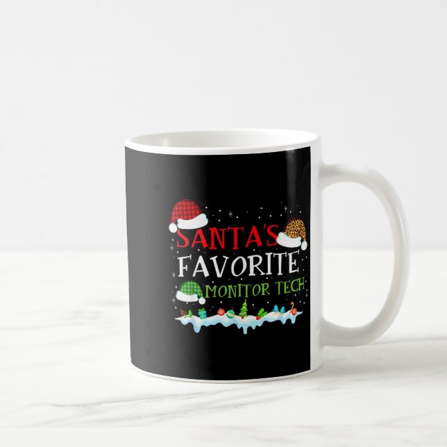 Caneca De Café Santa's Favorite Monitor Tech Fun Christmas  (Direita)