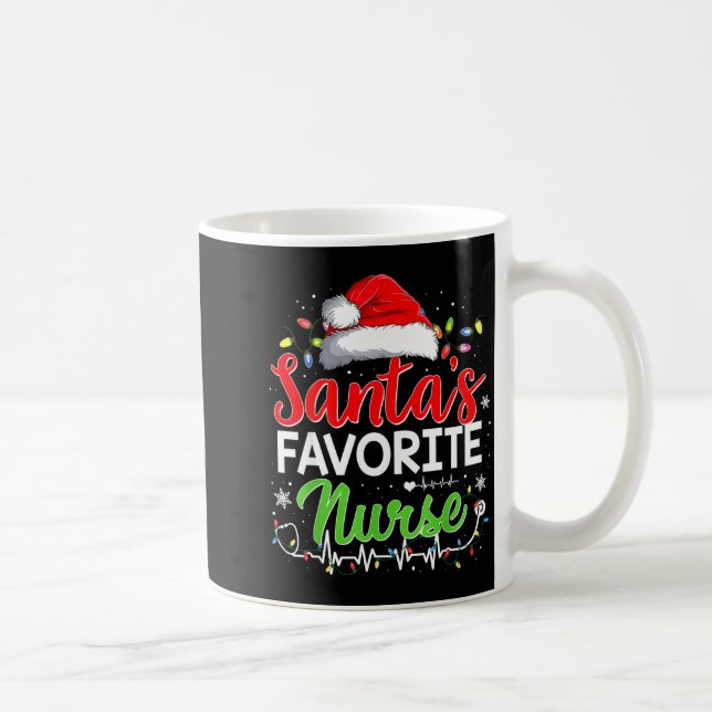 Caneca De Café Santa's Favorite Nurse Funny Christmas Nurse Xmas  (Direita)