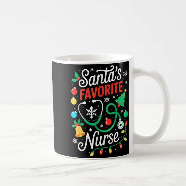 Caneca De Café Santa's Favorite Nurse Shirt Men Women Funny Chris (Direita)