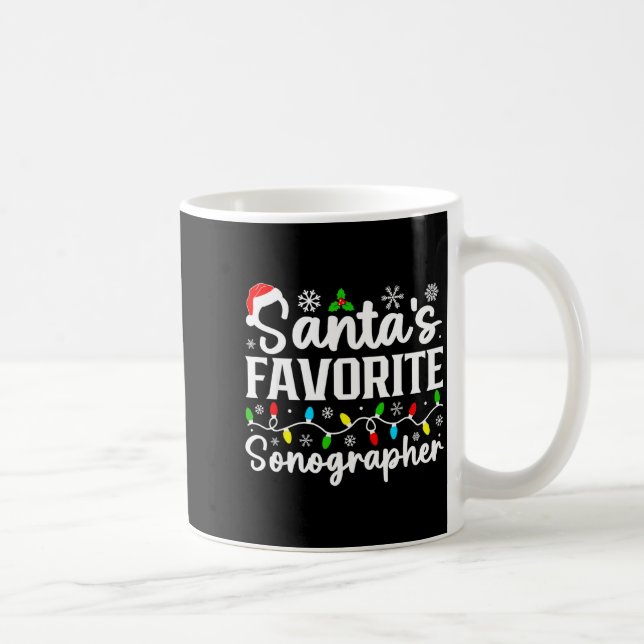 Caneca De Café Santa's Favorite Sonographer Funny Christmas Famil (Direita)