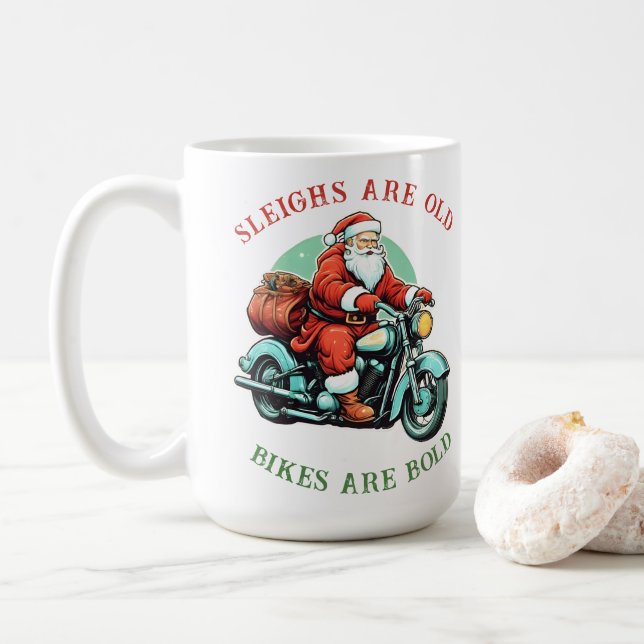 Caneca De Café Santas Joyride Motorcycle Christmas (Com Donut)