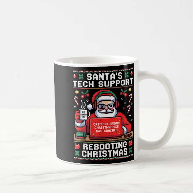Caneca De Café Santa's Tech Suprt Rebooting Christmas Ugly Santa  (Direita)