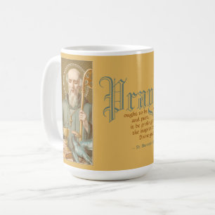 Caneca De Café Santo Bento (JM 07; Estilo 1; Citação sobre Oração