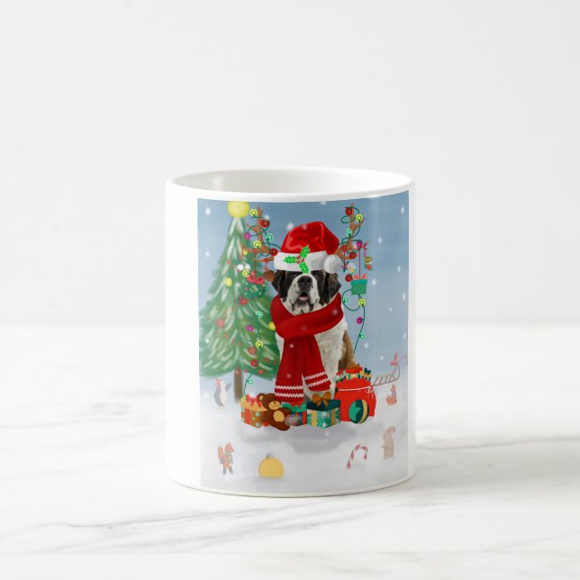 Caneca De Café Santo Bernard Dog no Natal da Neve (Centro)