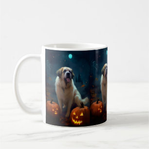 Caneca De Café Santo De Halloween Bernard Com Pumpkins Assustado