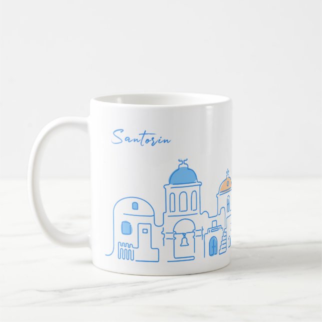 Caneca De Café Santorin mug, Souvenir from Greece, hand drawing (Esquerda)