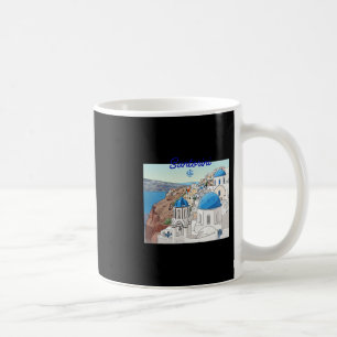 Caneca De Café Santorini Grécia Bandeira Grega Férias Arte Cúpula