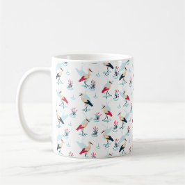 Caneca De Café Santuário de Serene Stork - Cena de Pond Elegante