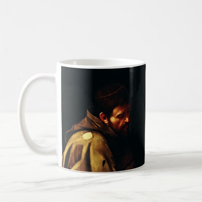 Caneca De Café São Francisco de Assis por Caravaggio Arte Barroca (Esquerda)