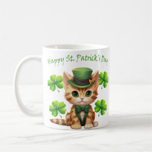 Caneca De Café São Patrício para os amantes do gato